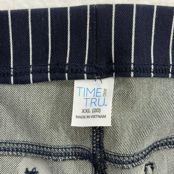Time & True Capri Pull On Pinstriped Pants Stretch Nautical Preppy Navy XXL NWOT - Picture 6 of 11